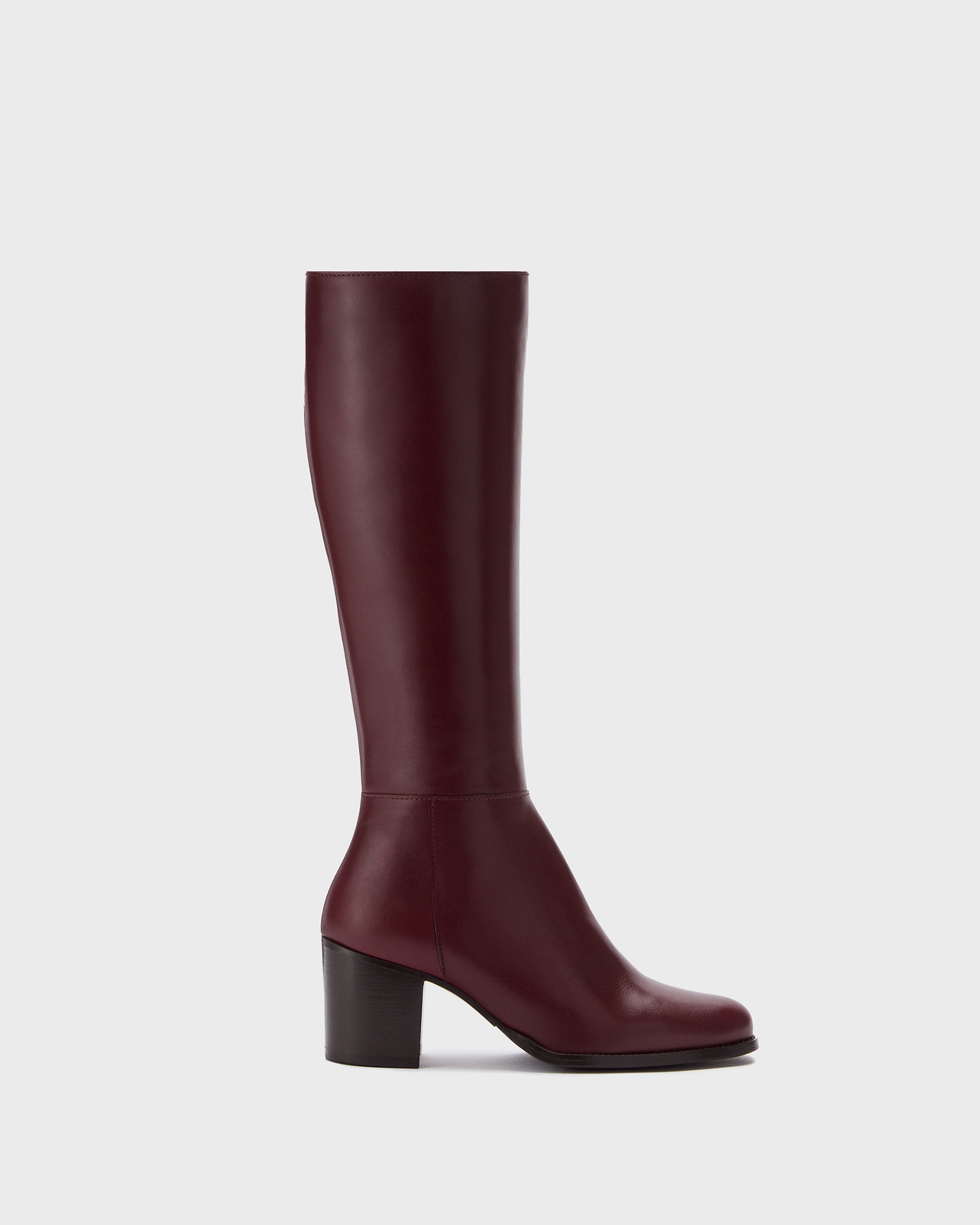 Dalia Standard Burgundy Leather Knee High Heeled Boots With A 32cm Calf DuoBoots