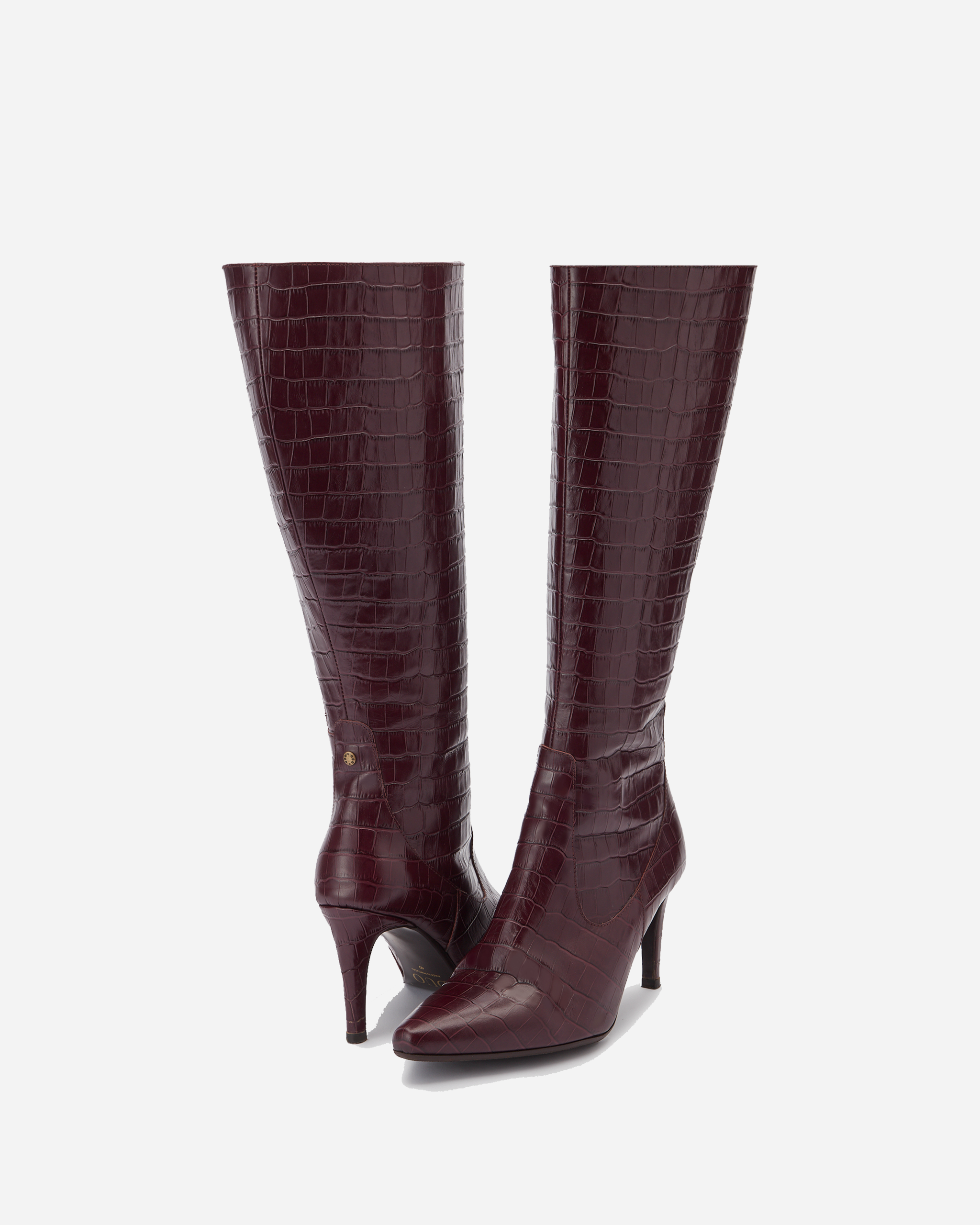 burgundy knee high wide fit boot