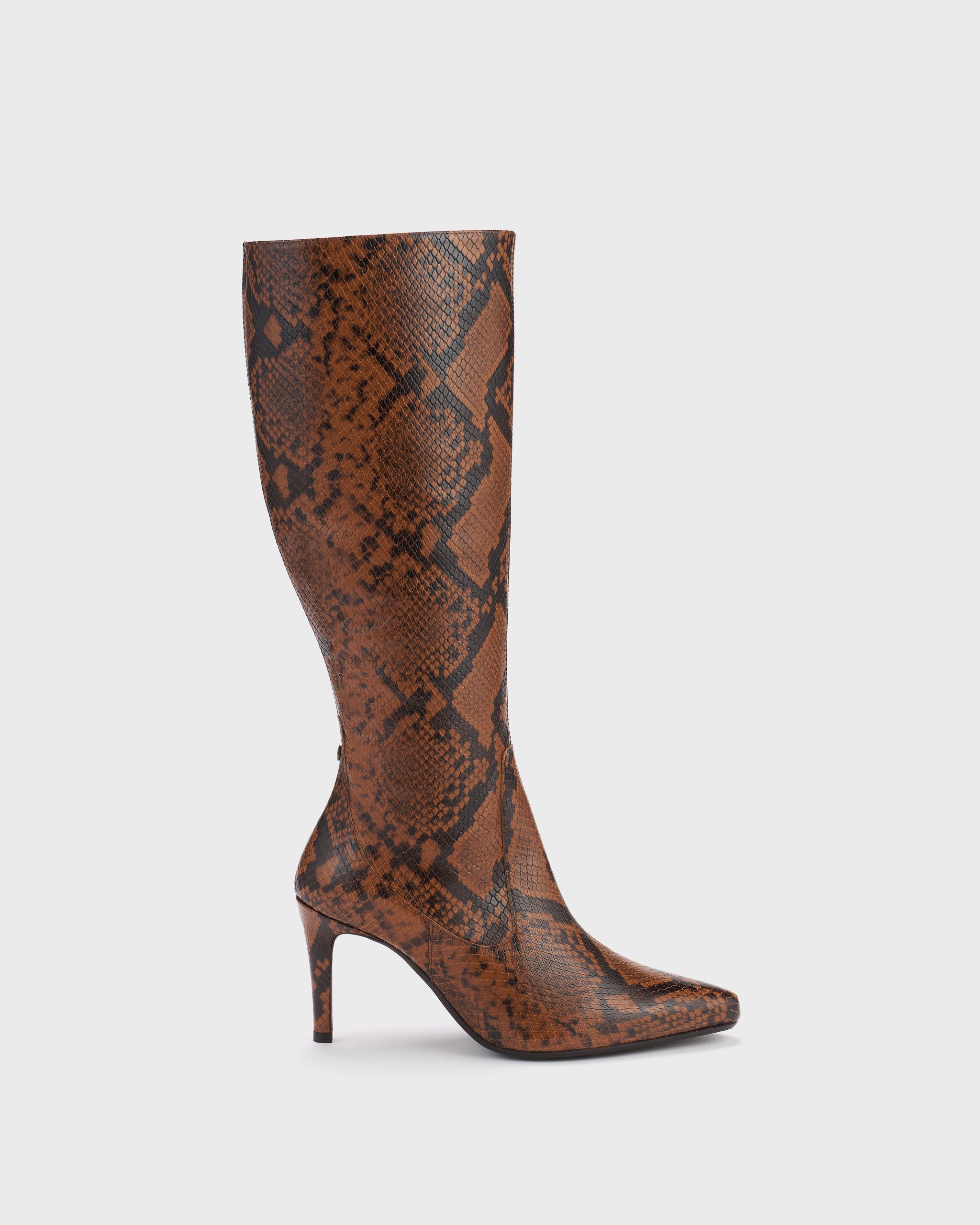Freya Caramel Snake-Printed Stiletto Knee-High Boots DuoBoots