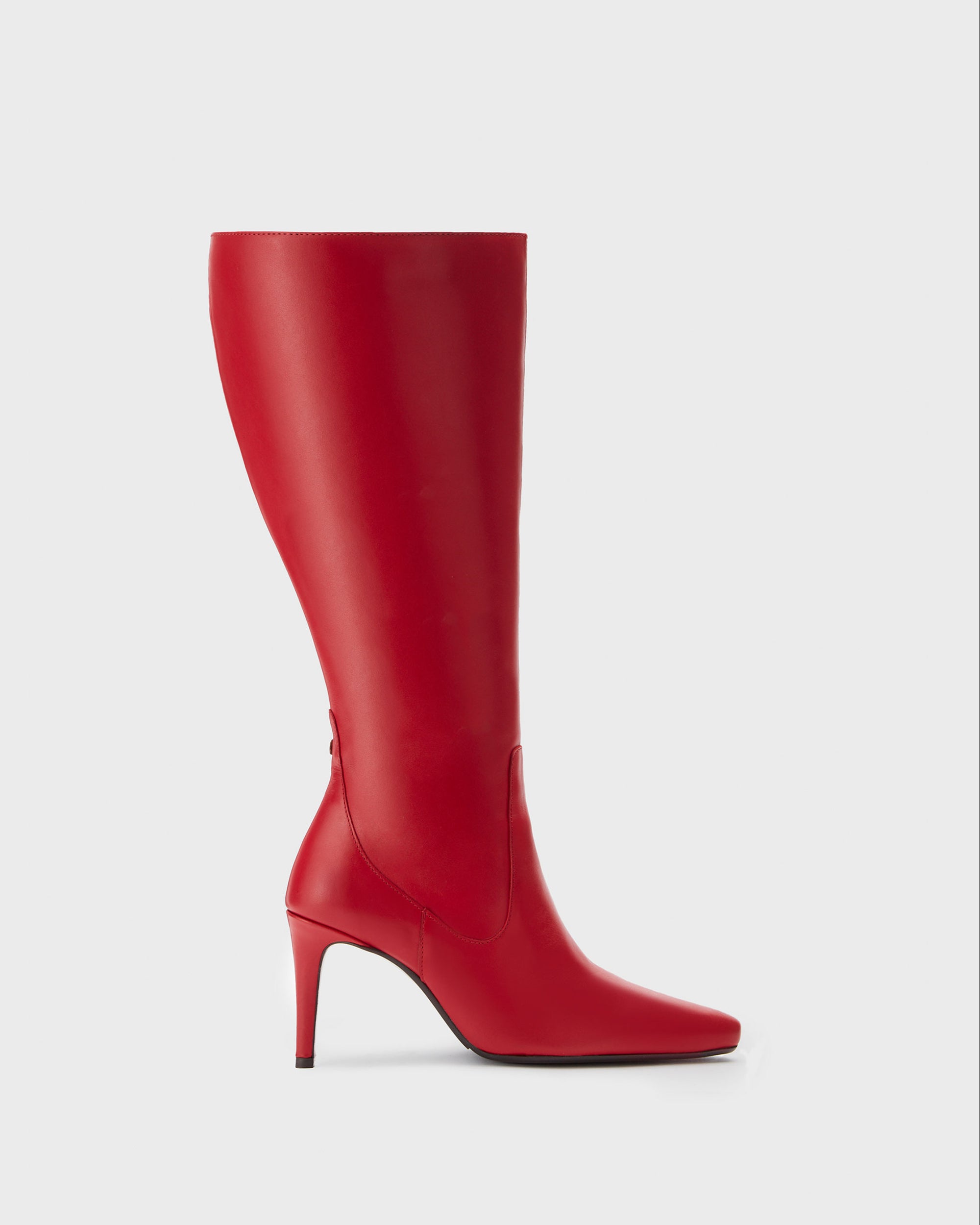 Freya Knee High Boots in Red Leather - Main Image