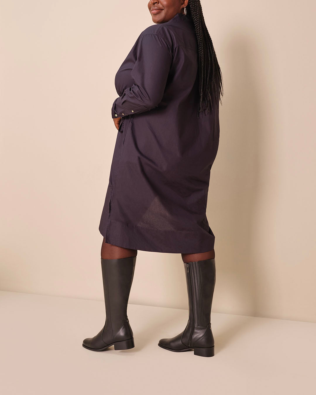 Haltham Tall Knee High Boots in Black Leather - Main Image