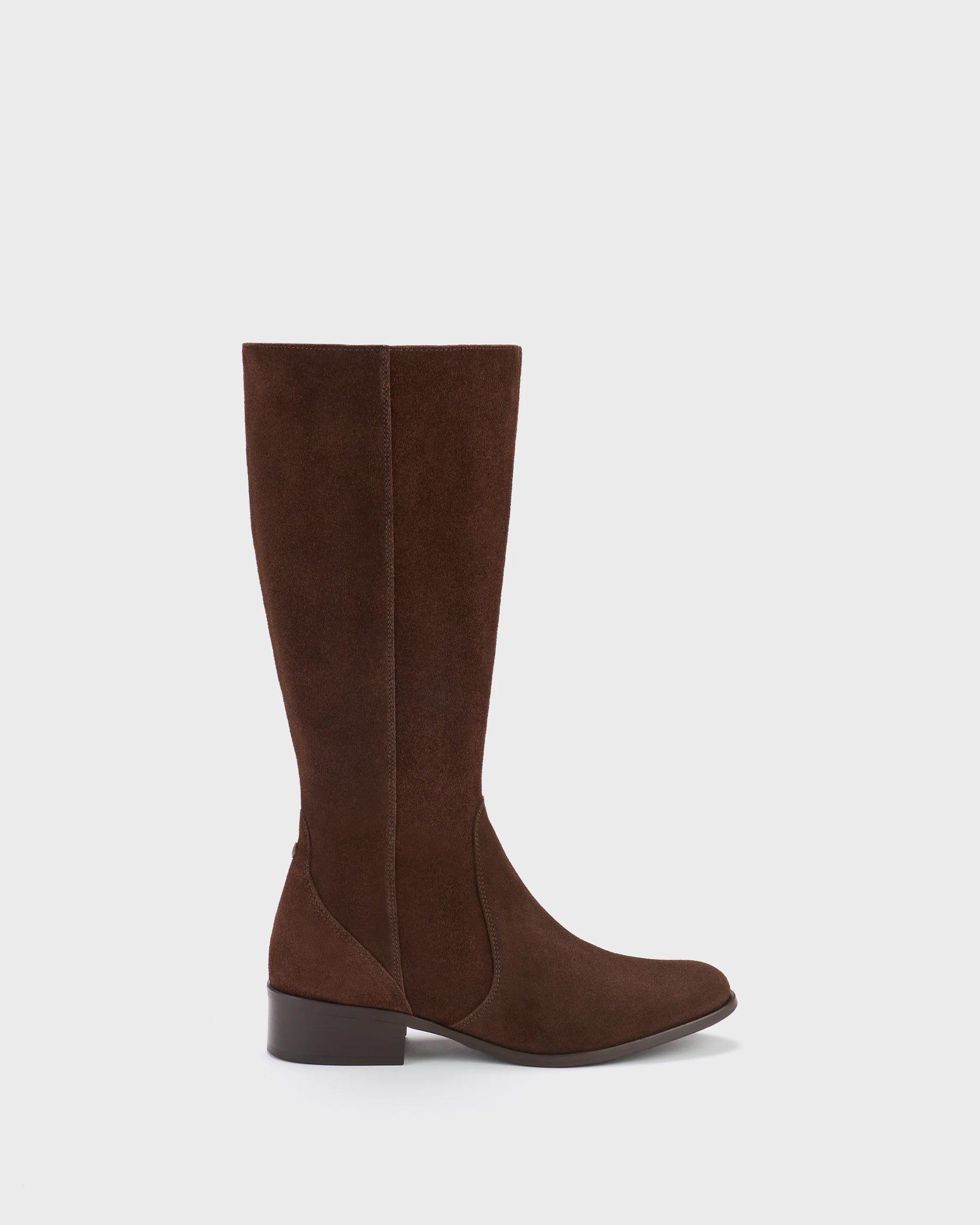 Haltham Brown Suede Riding Style Knee-High Flat Boots DuoBoots