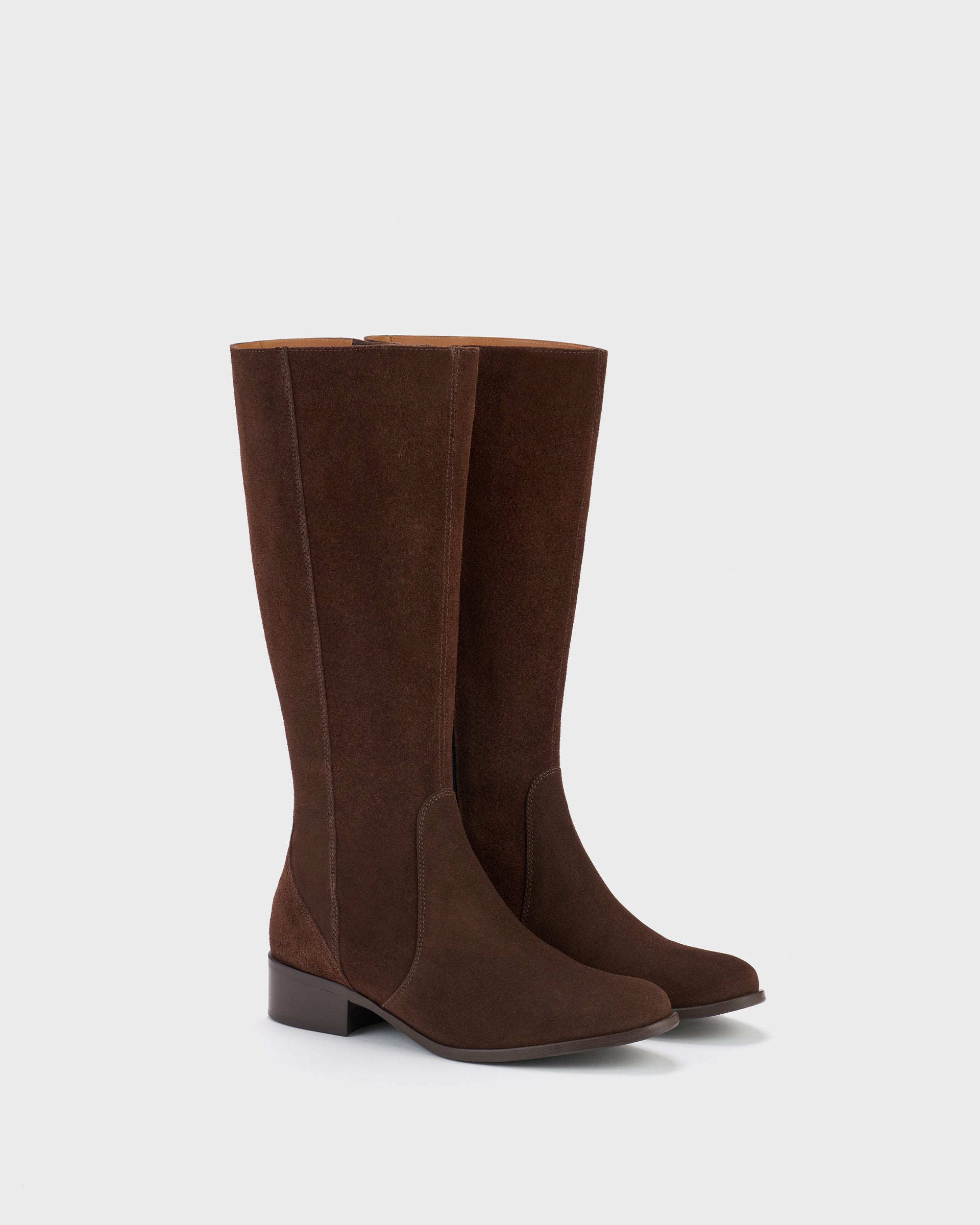 Haltham Brown Suede Knee-High Flat Boots DuoBoots