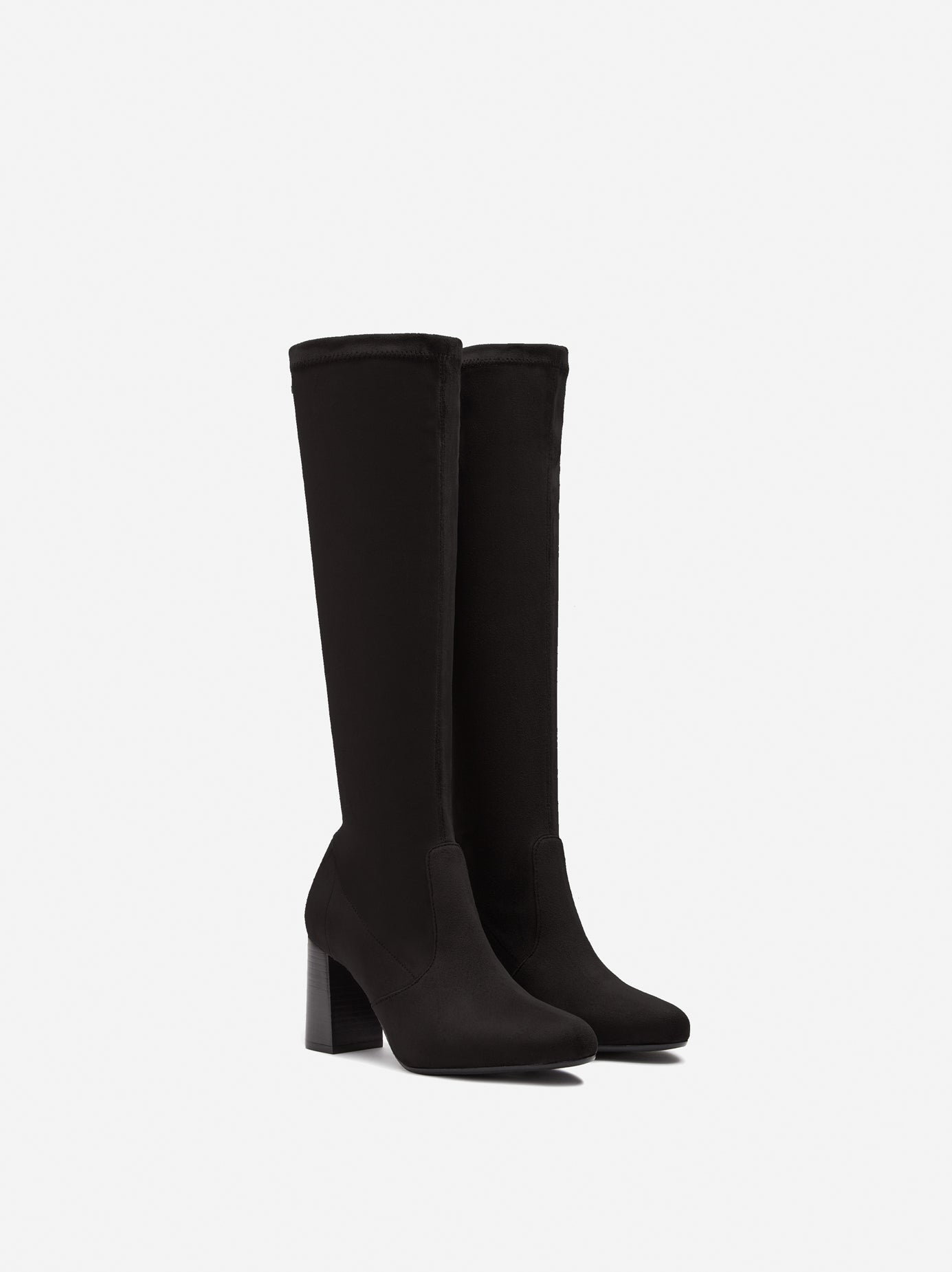 Harper Knee High Boots in Black Suedette