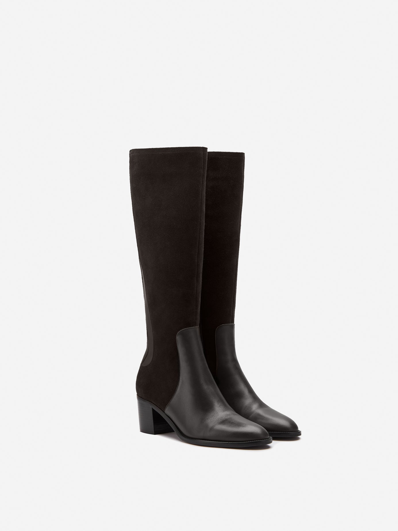 Hestia Knee High Boots in Black Suede - Main Image