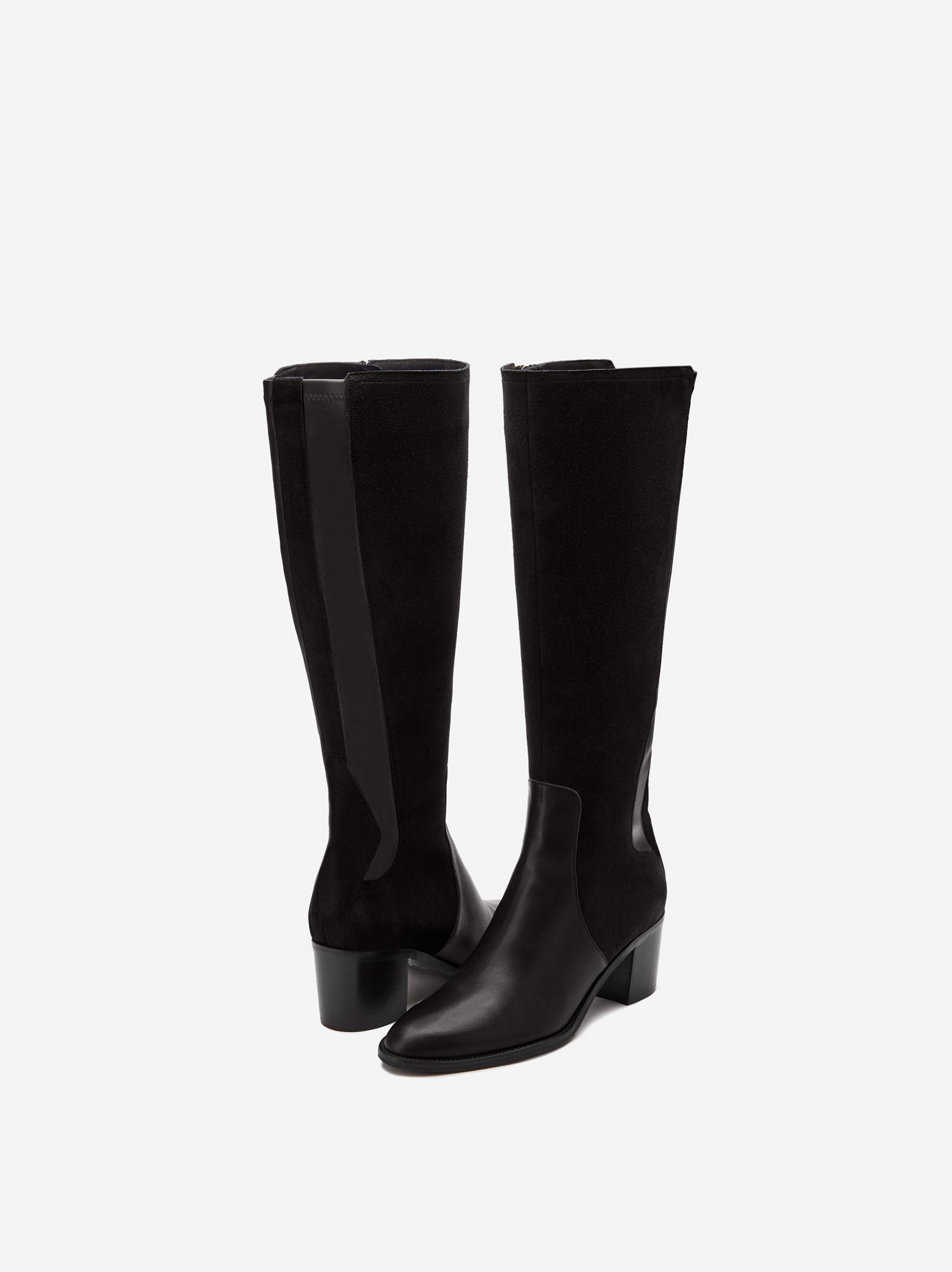 Hestia Knee High Boots in Black Suede