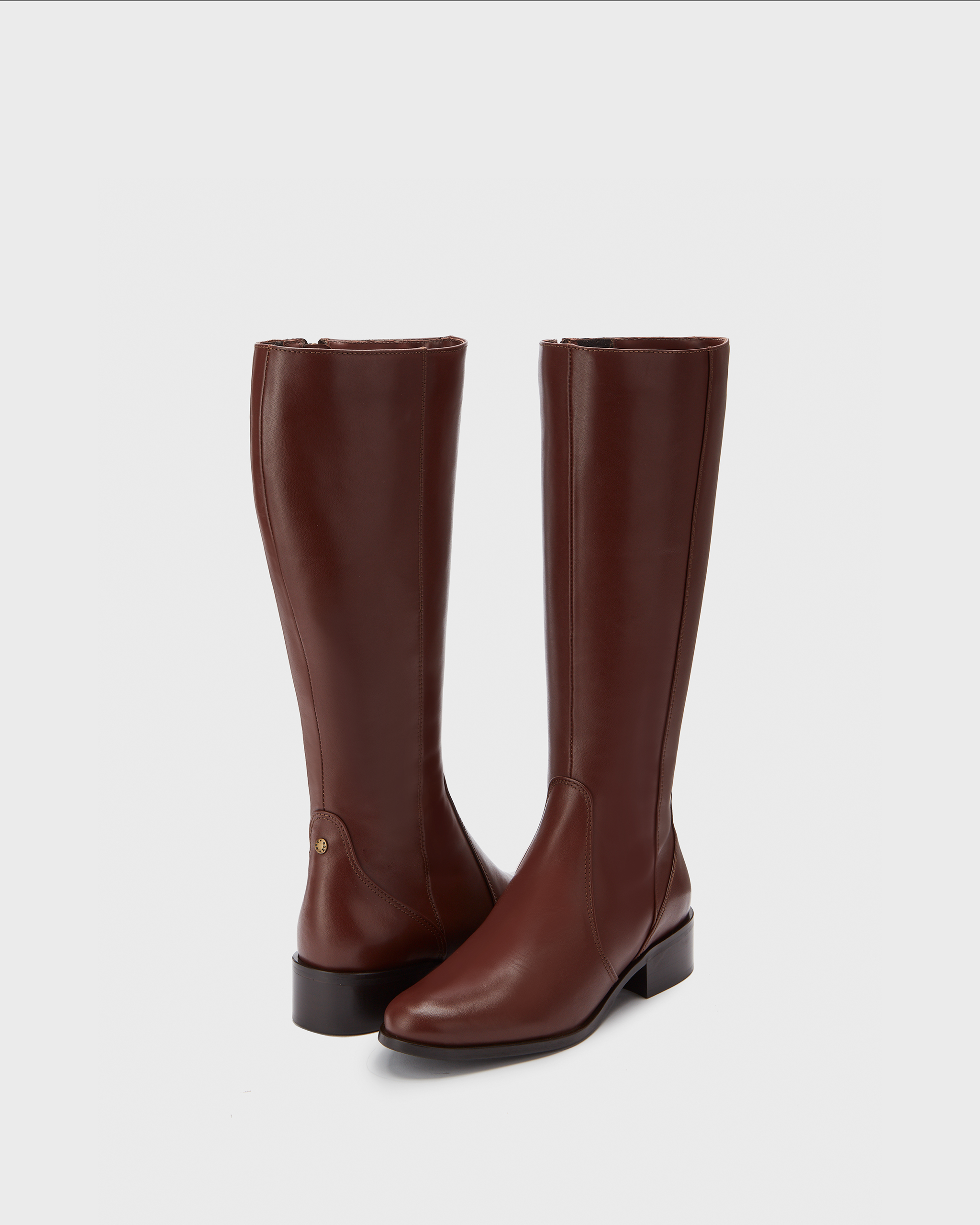 Haltham Standard Knee High Boots in Brown Leather