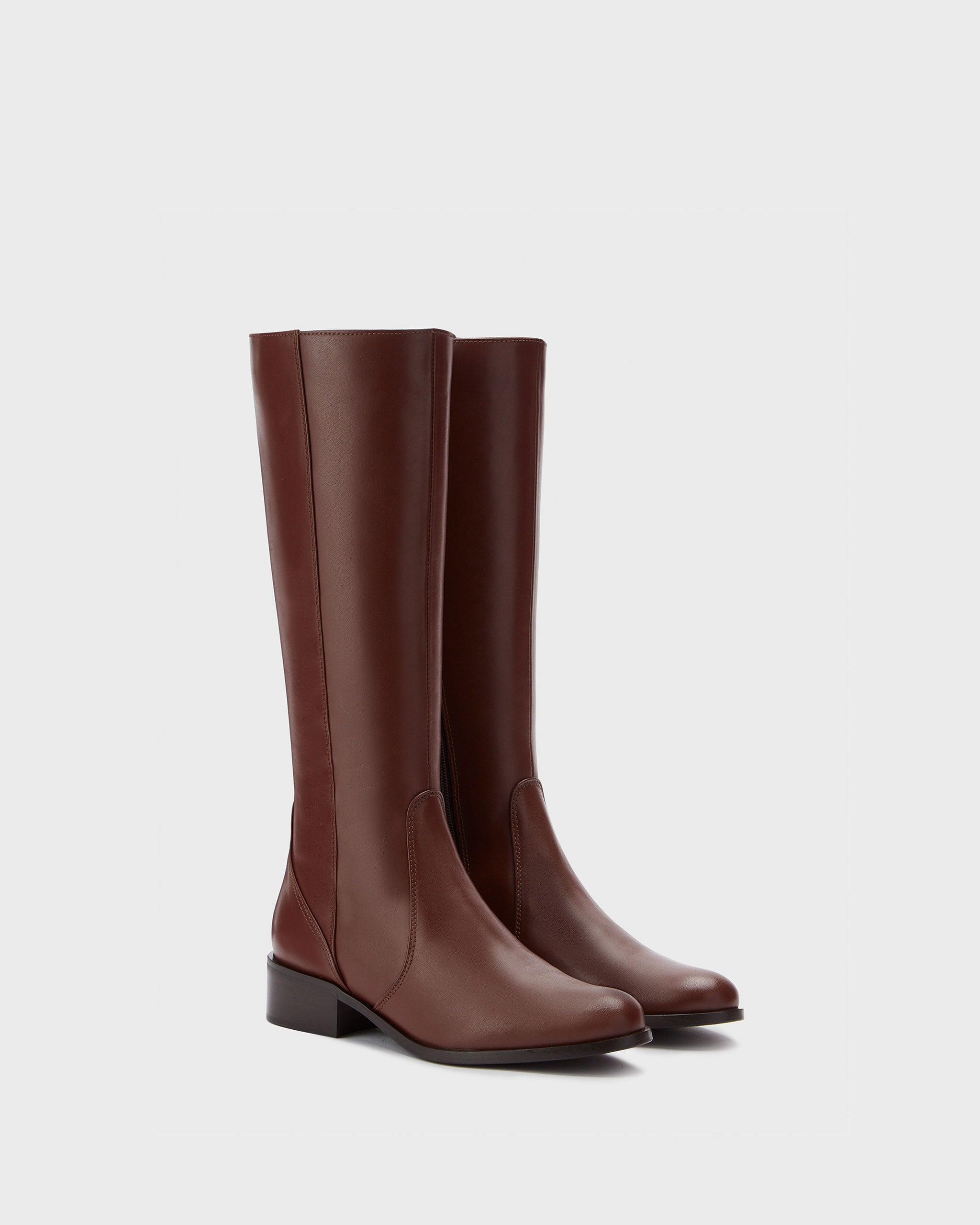 Haltham Tall Smooth Brown Leather Knee High Boots With A 38cm Calf DuoBoots