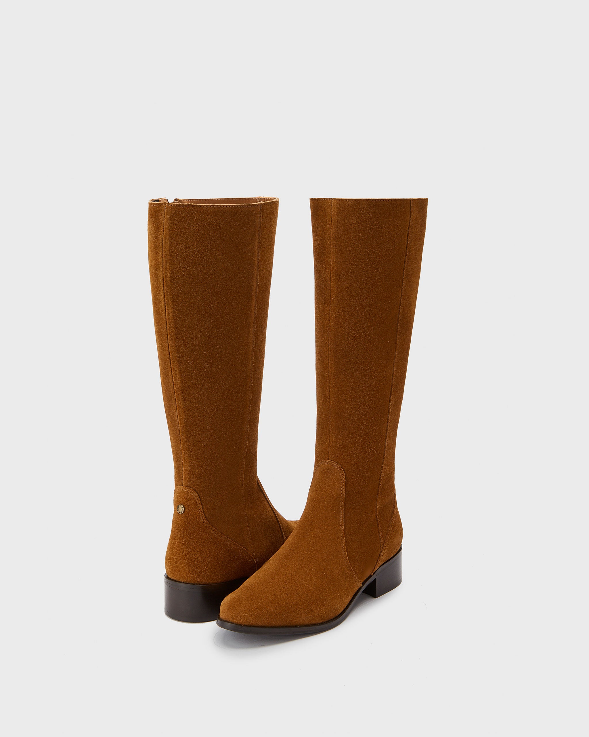 Haltham Standard Tan Suede Knee High Boots With Elasticated Panel DuoBoots