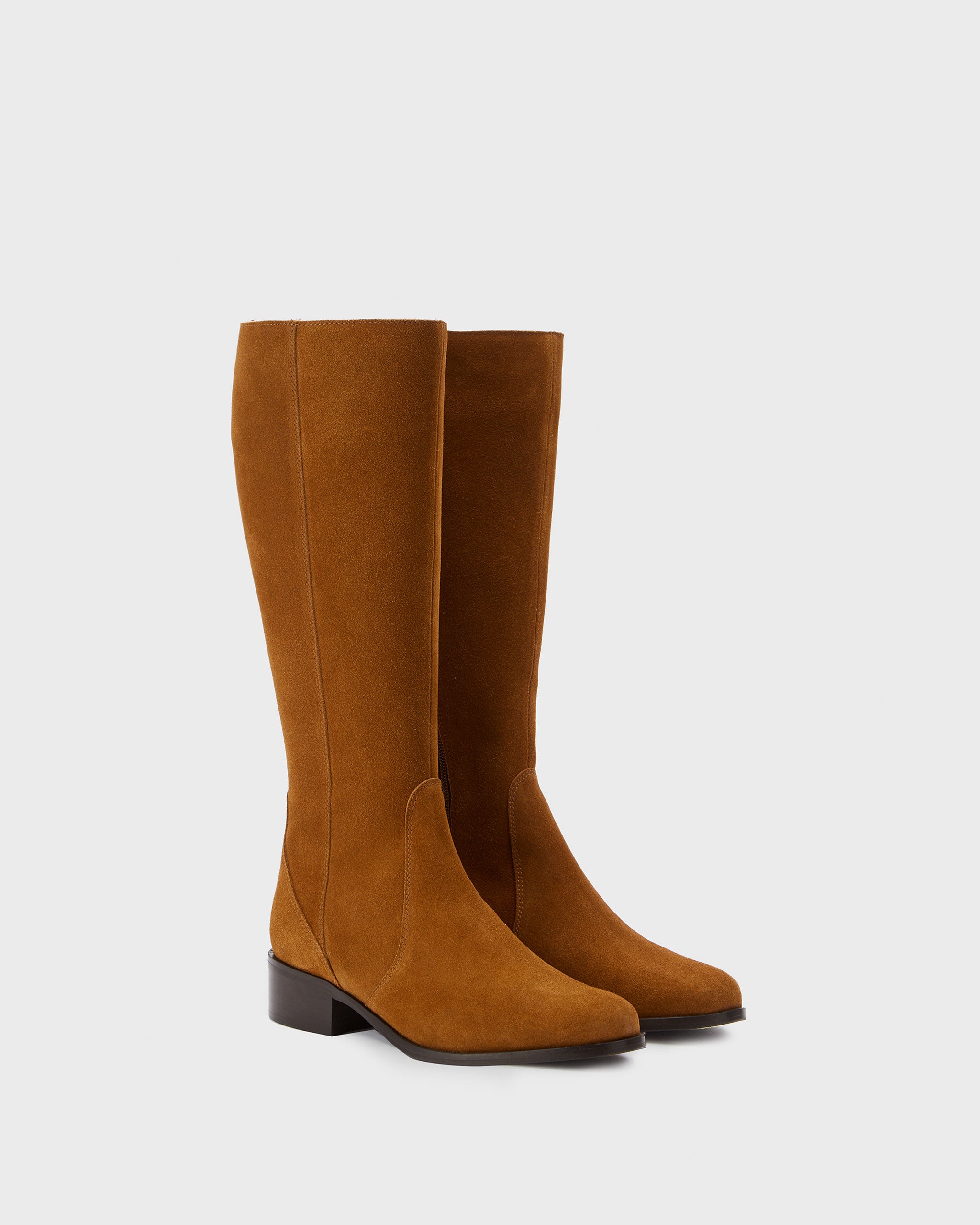 Haltham Standard Everyday Tan Suede Knee High Flat Boots DuoBoots
