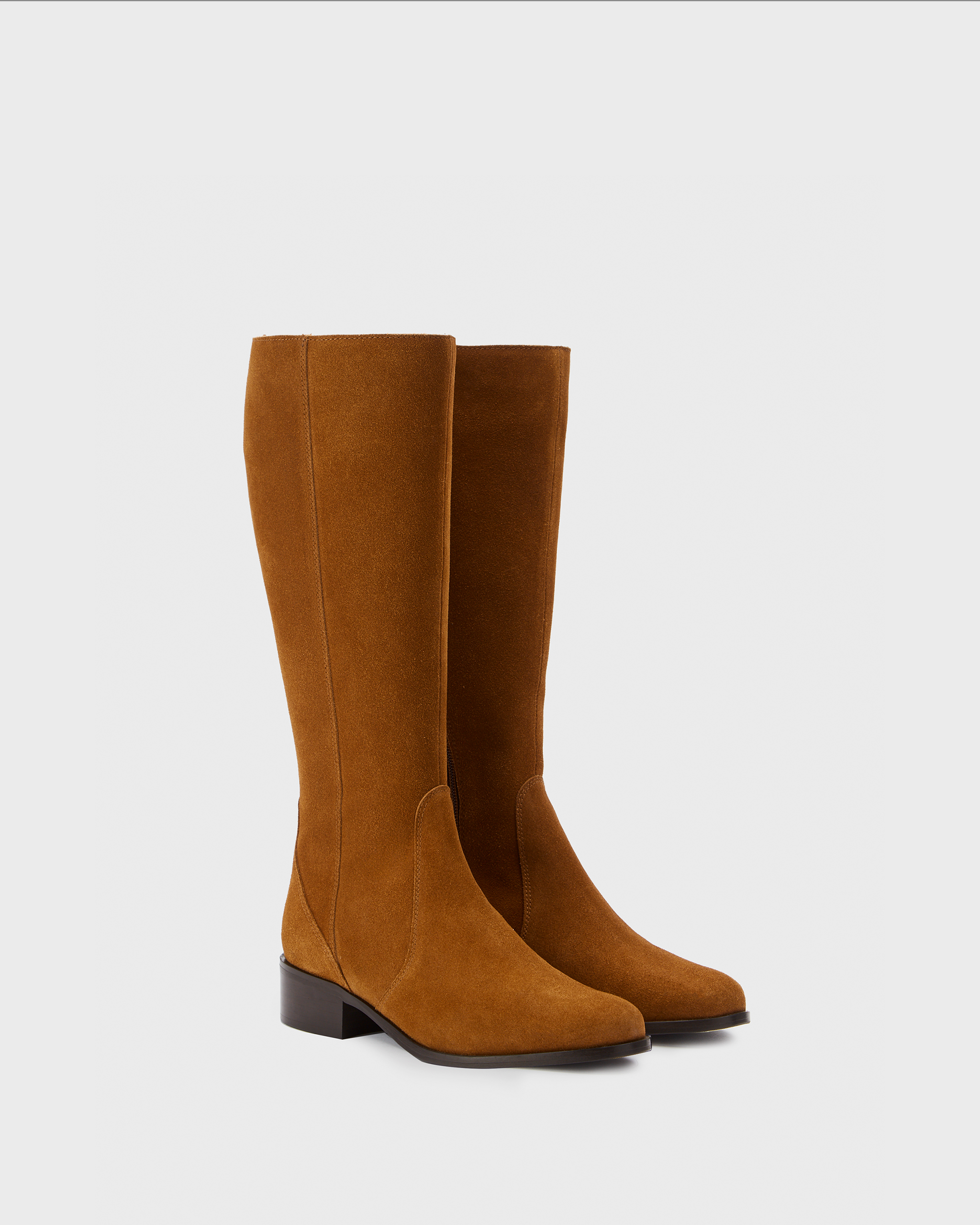 knee high tan suede flat boots