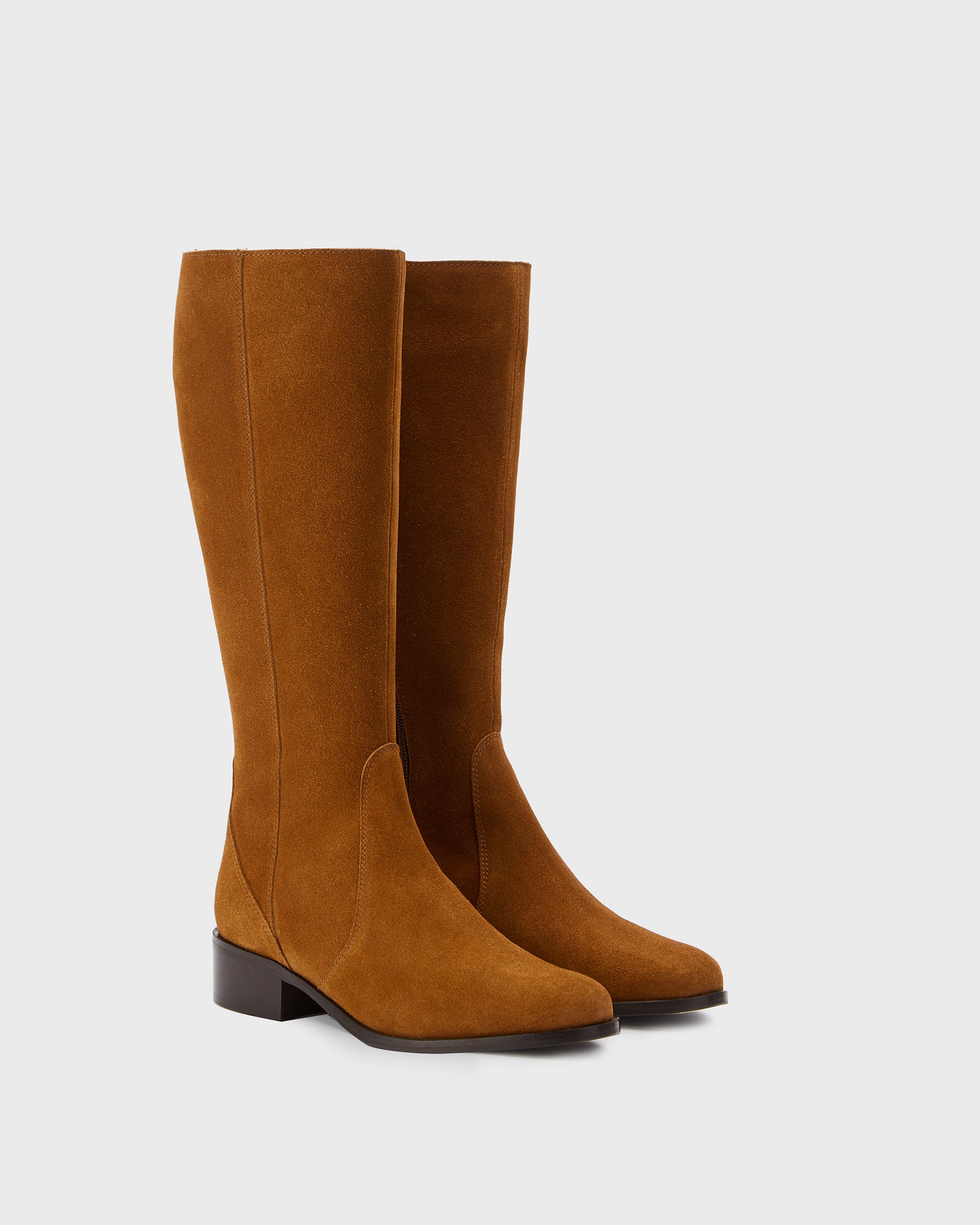 Haltham Petite Smooth Tan Suede Knee High Boots With A 38cm Calf DuoBoots