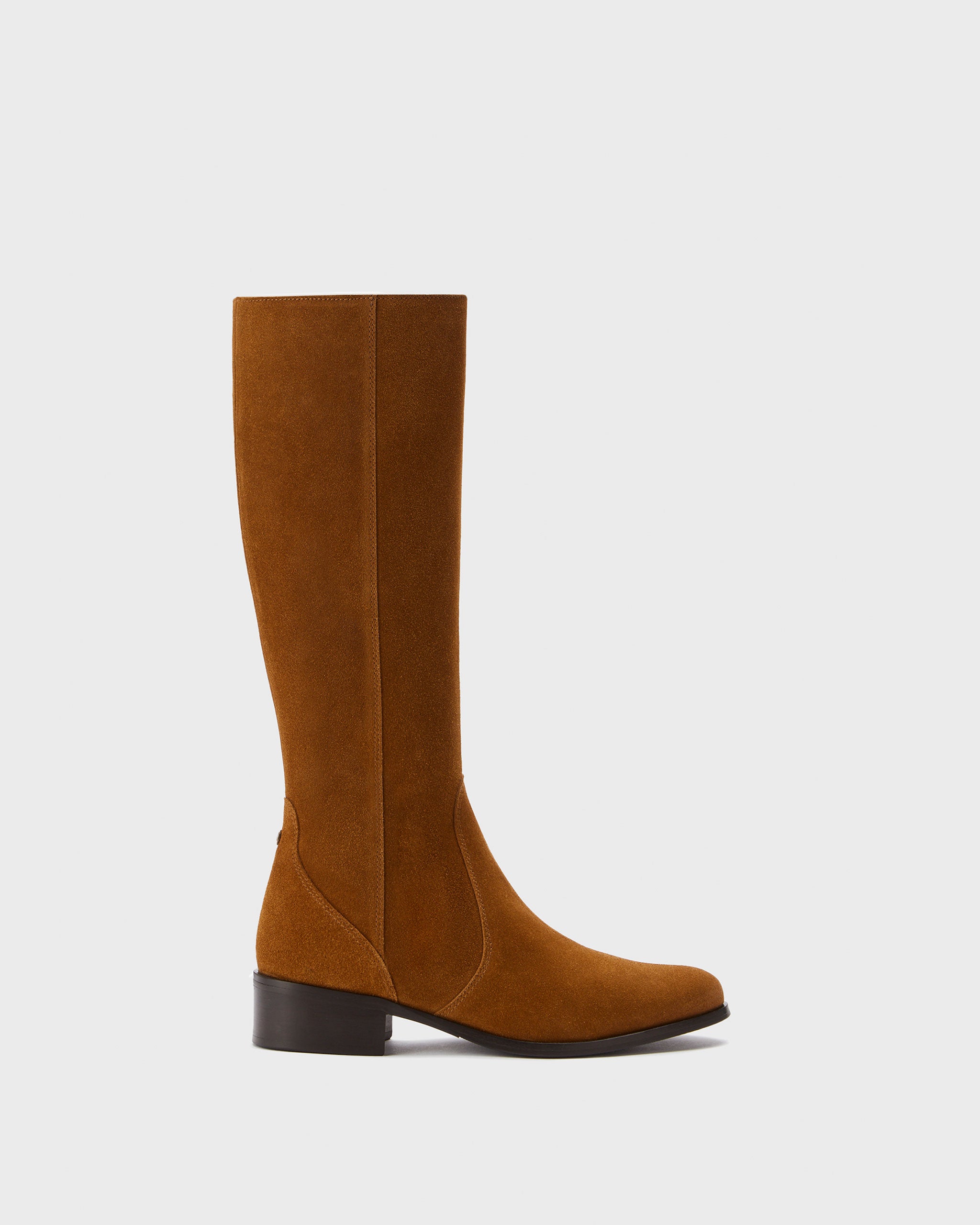 Haltham Petite Tan Suede Knee High Boots With A Slim Fit DuoBoots