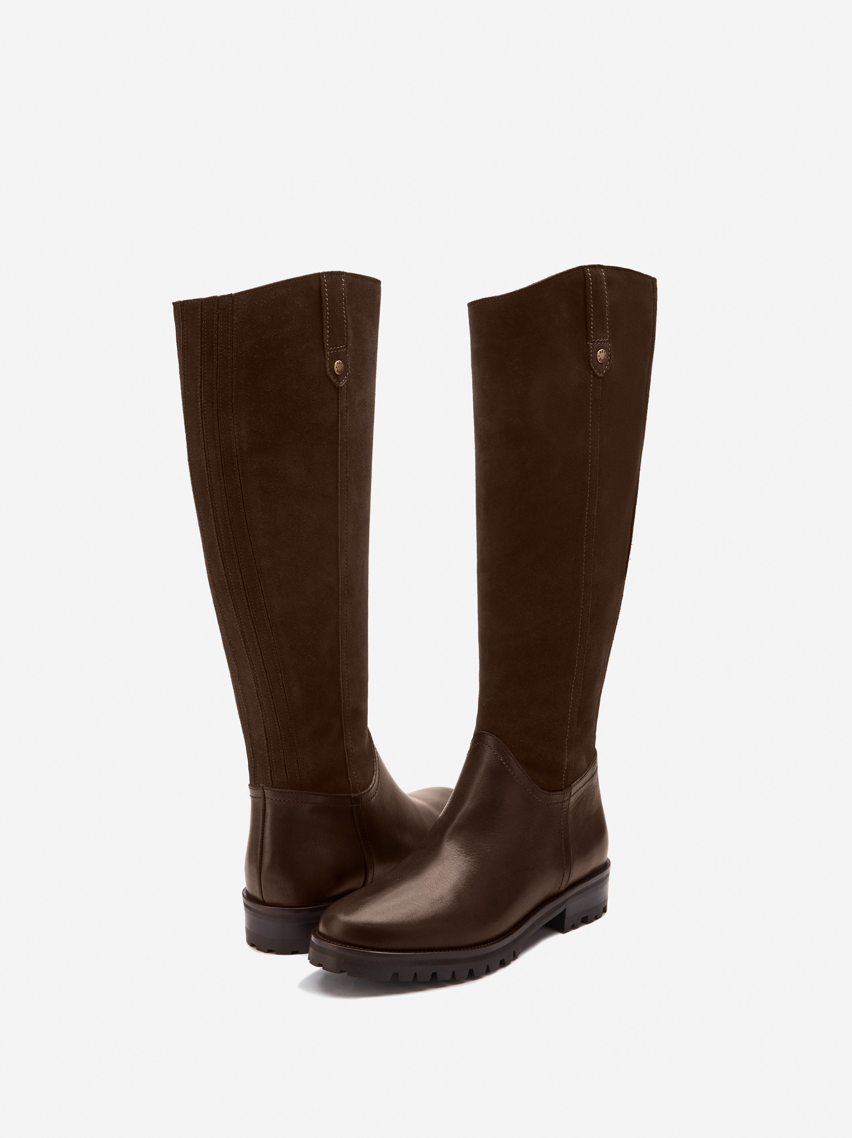 Jeane Knee High Boots in Dark Brown Suede