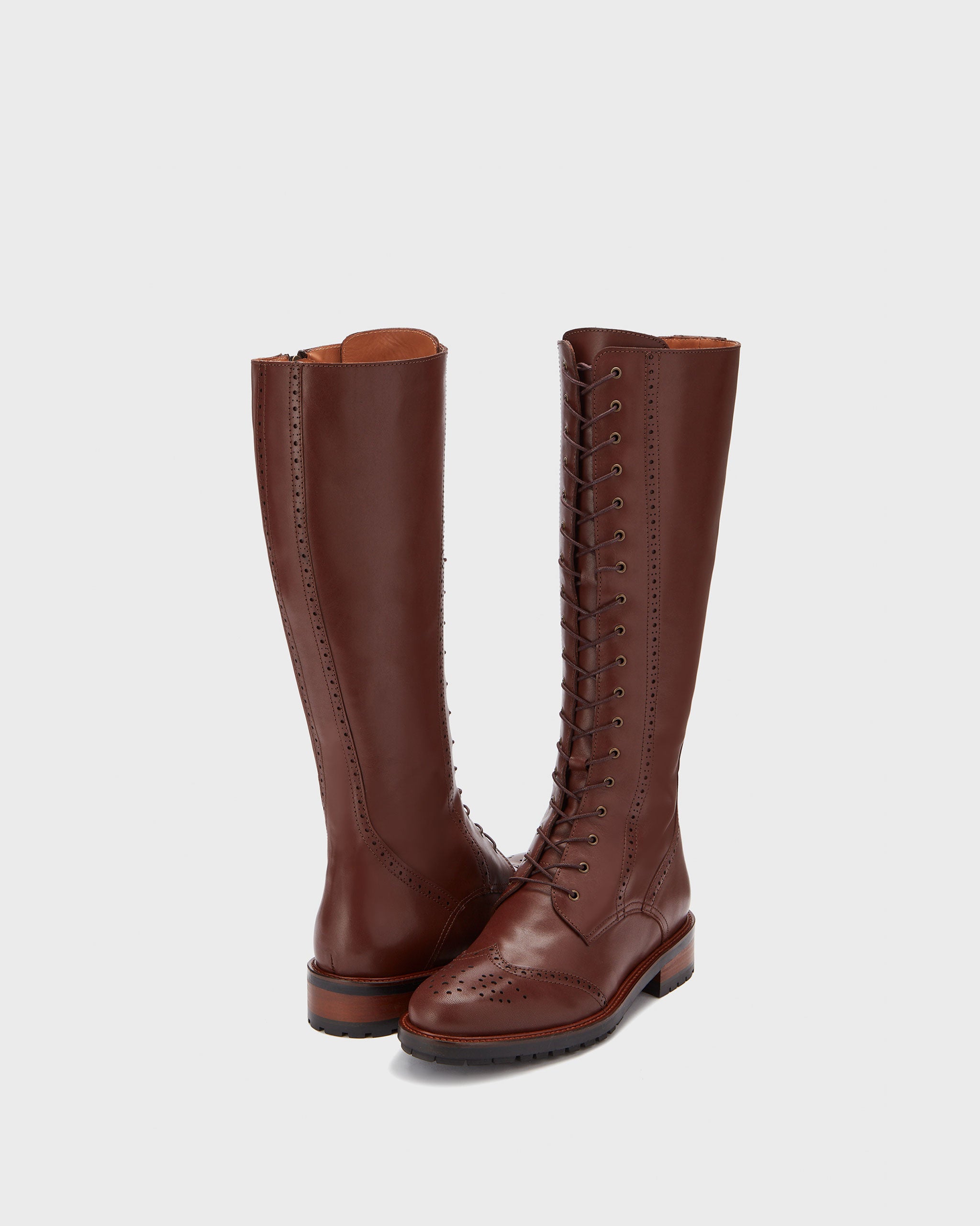 Marvel Brown Leather Flat Knee High Boots DuoBoots