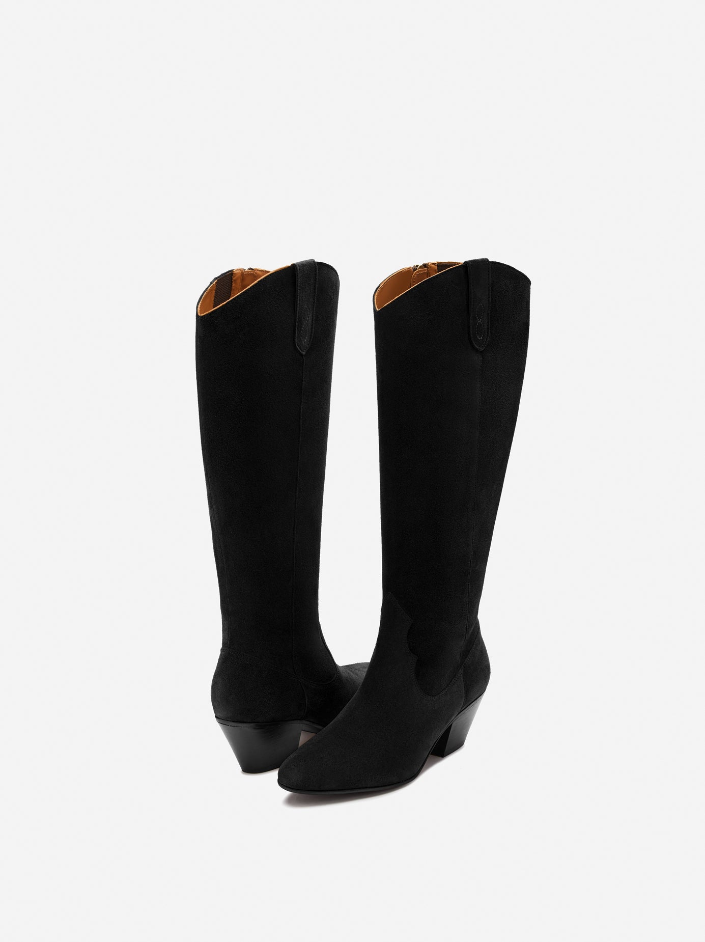 Saffron Knee High Boots in Black Suede