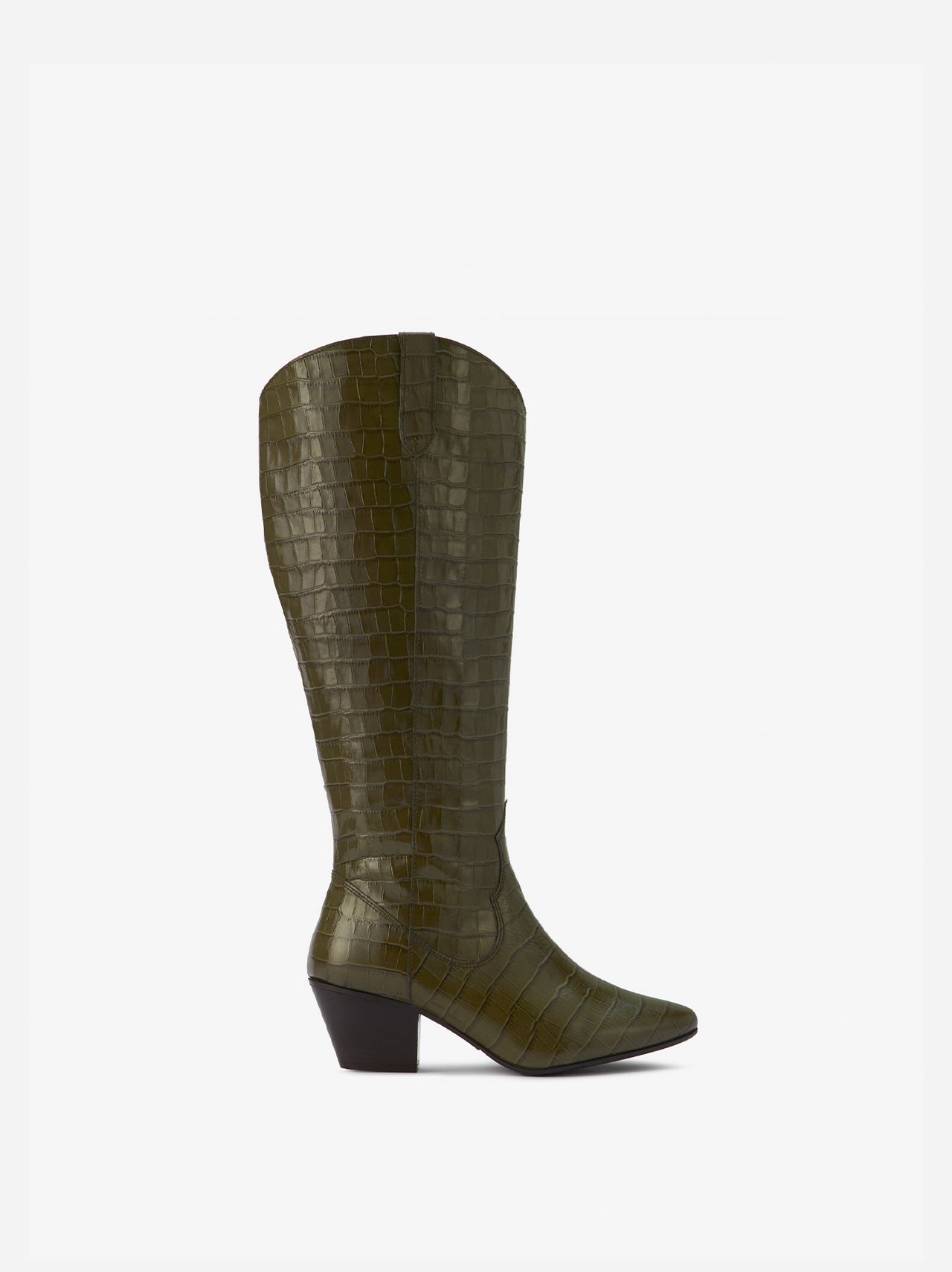 knee high green croc western style cowboy boots