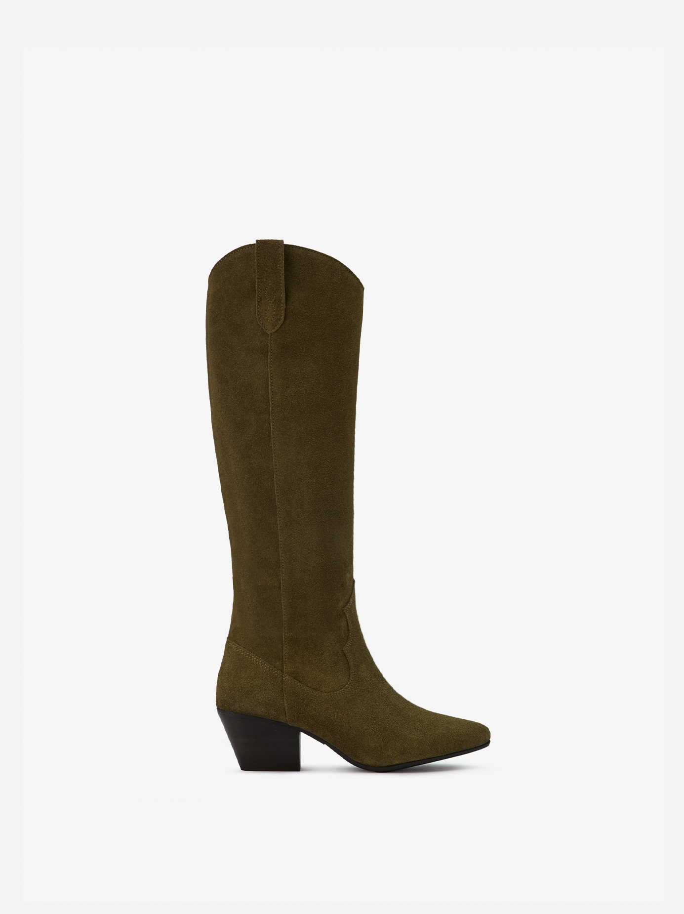 Saffron Knee High Boots in Forest Green Suede