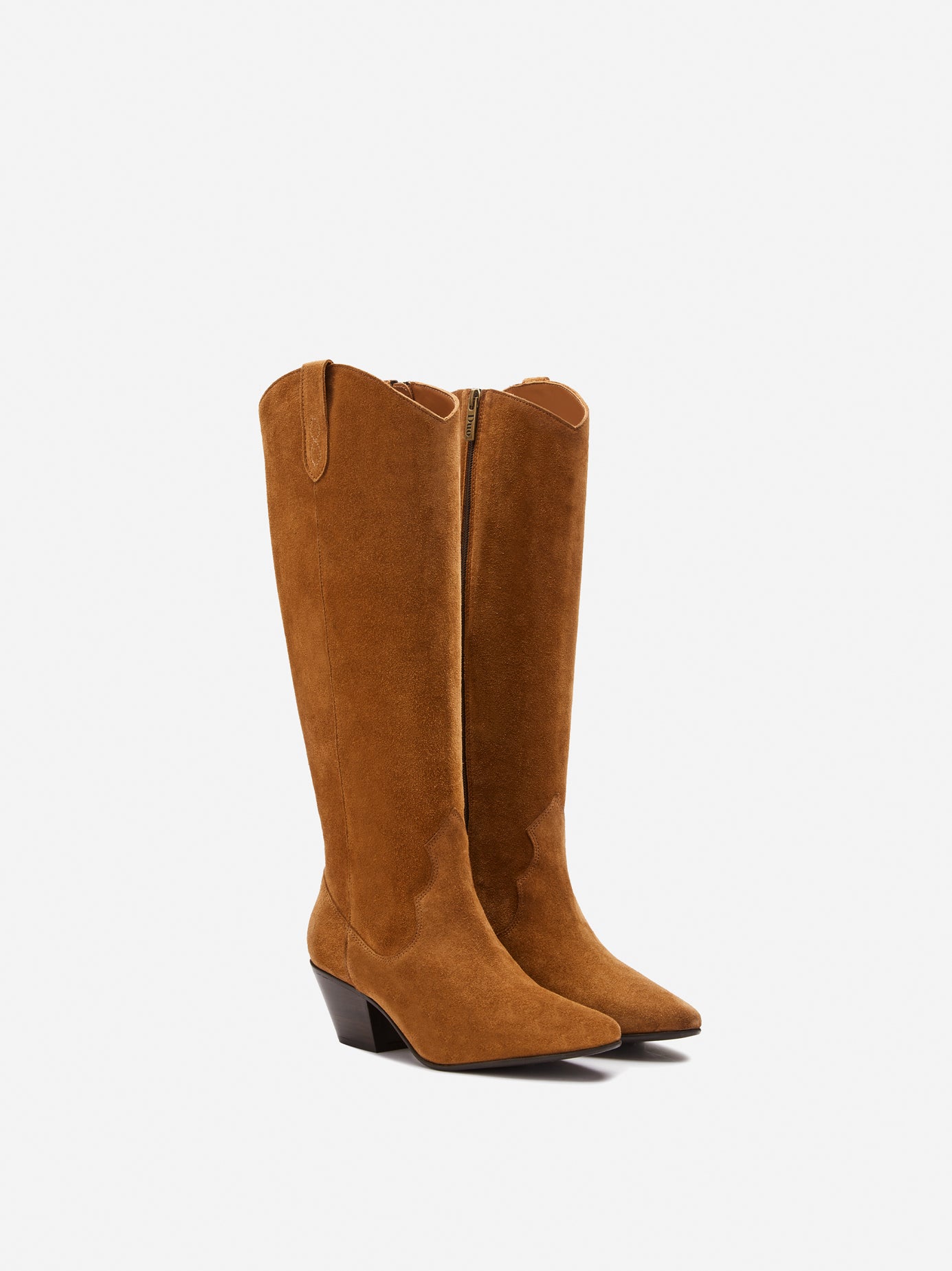 Saffron Knee High Boots in Tan Suede