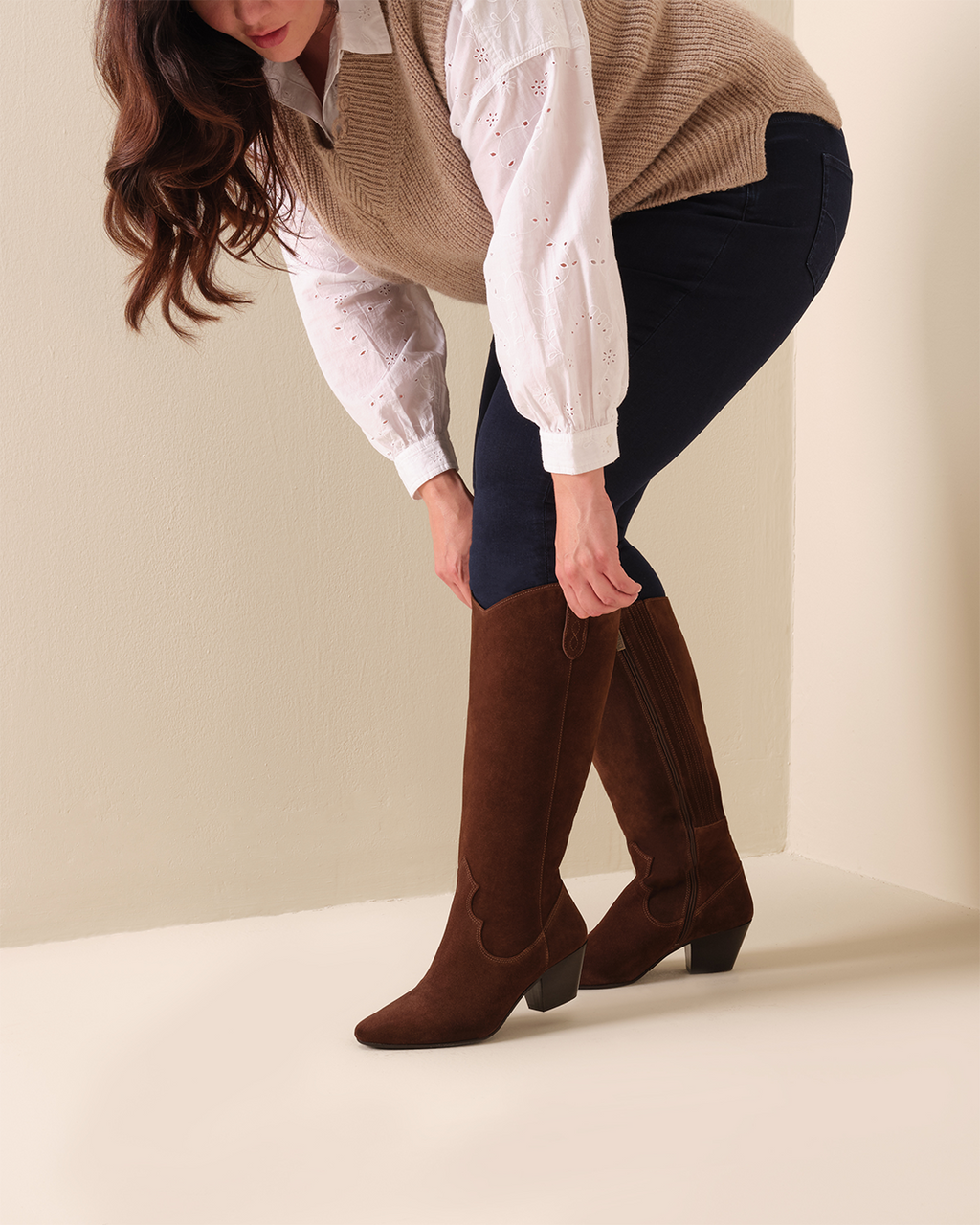 Saffron Knee High Boots in Brown Suede – DuoBoots