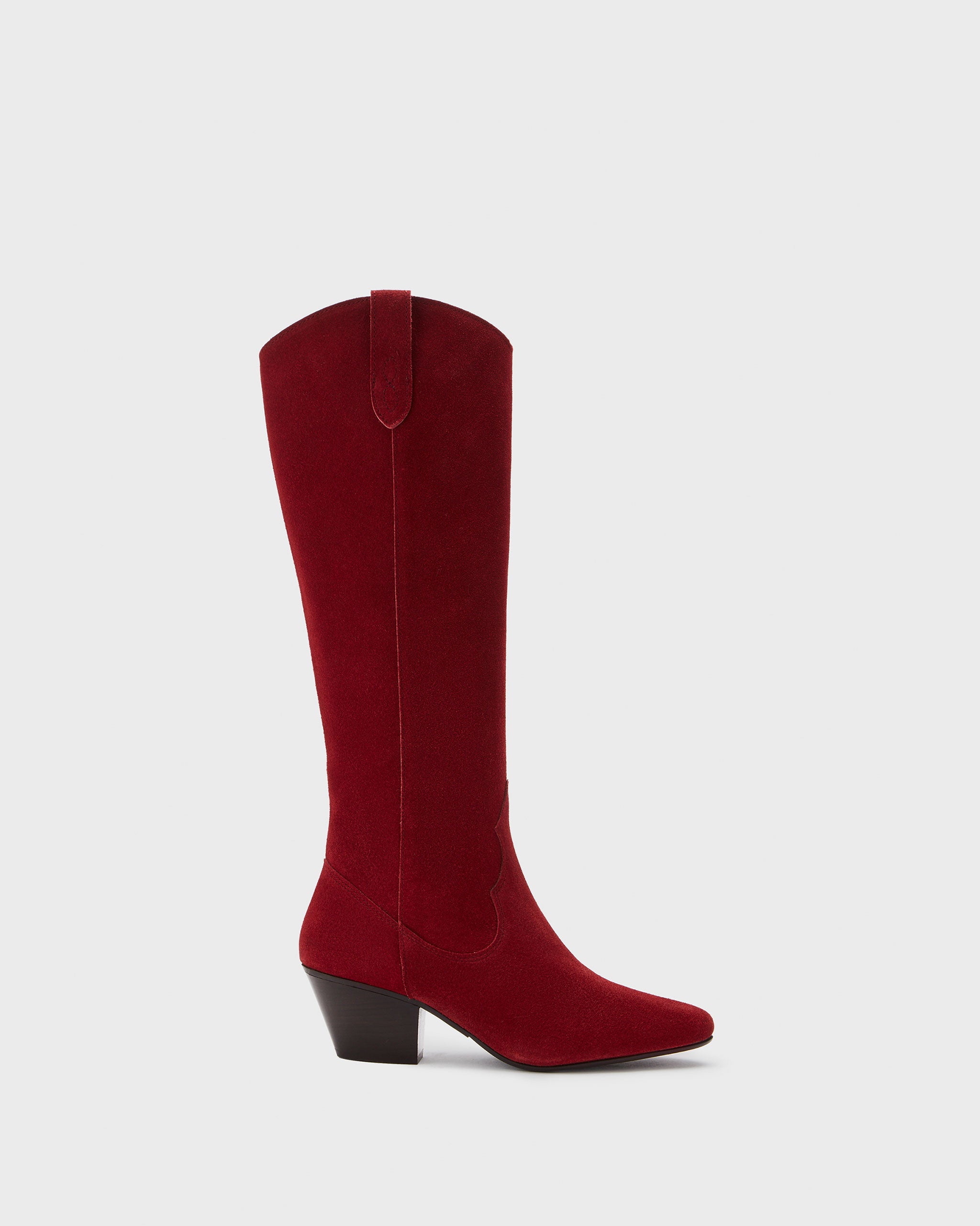 Saffron Soft Red Suede Heeled Knee High Boots DuoBoots