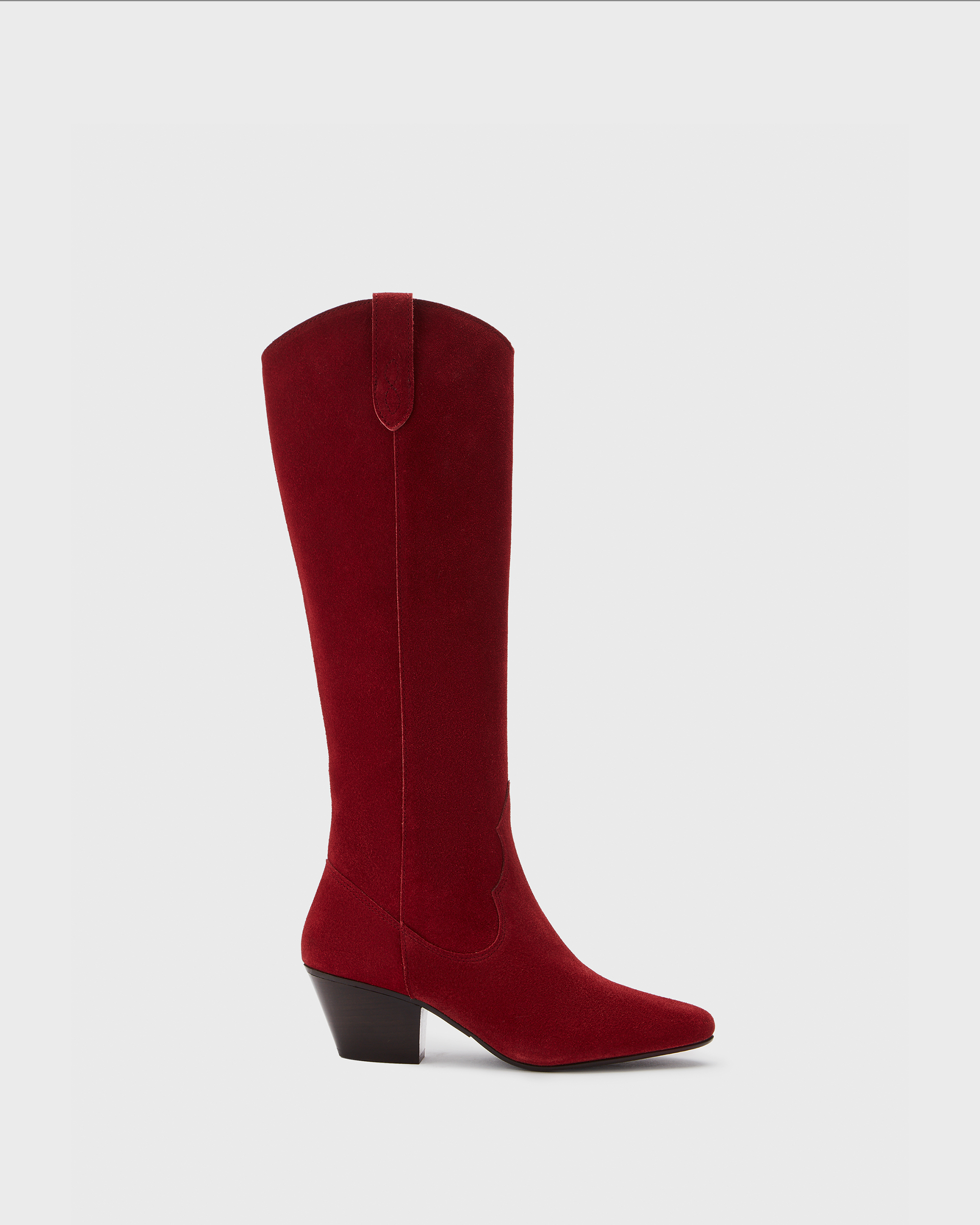 Red suede flat boots discount