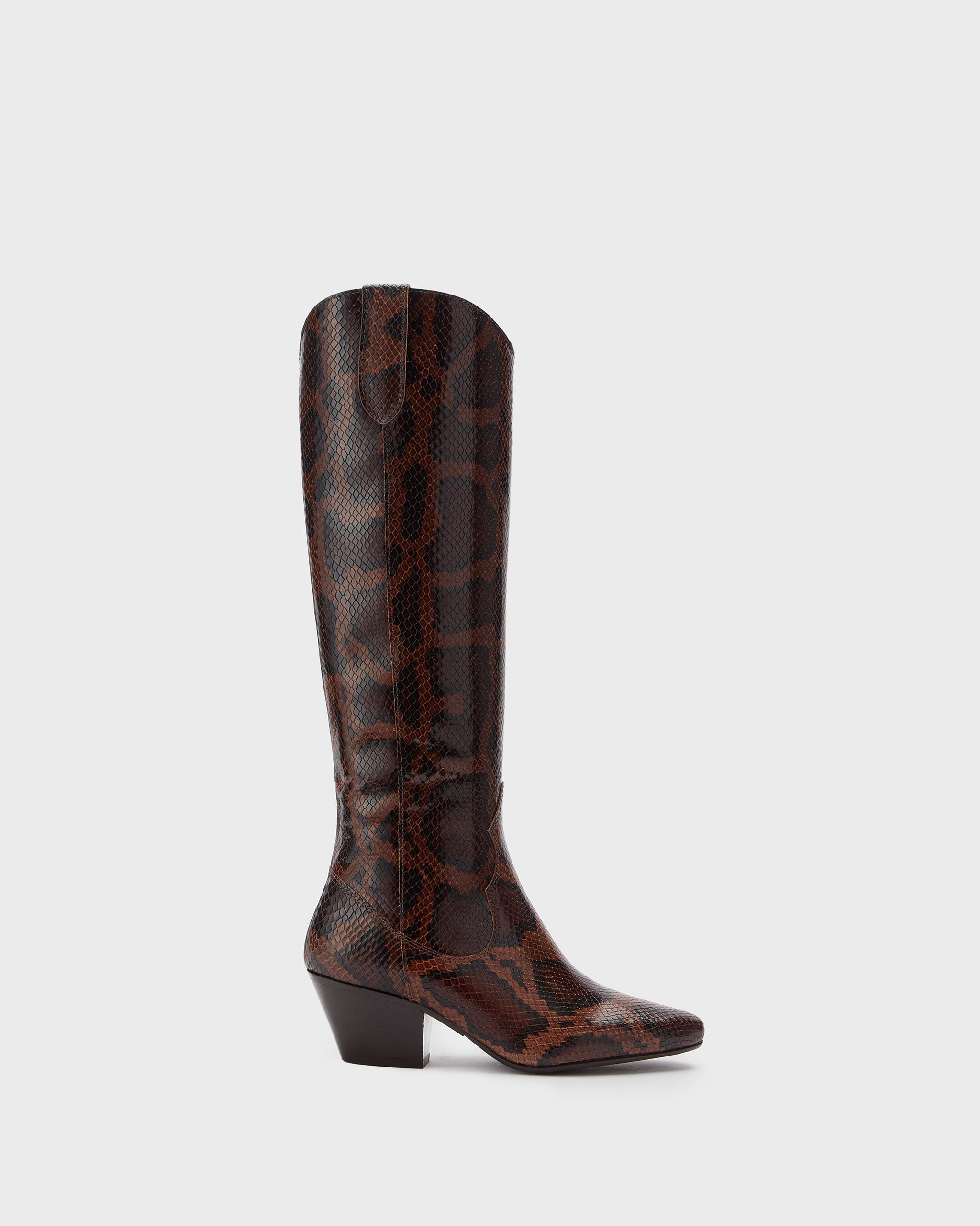 Botas altas Saffron de piel con estampado de serpiente